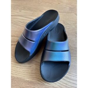 OOFOS Iridescent Black Sandals
